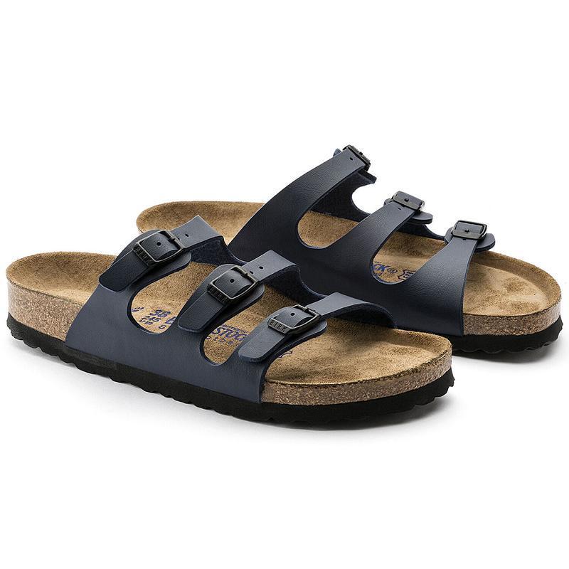 Birkenstock Soft Footbed Birko Flor Florida Dame Mørkeblå | DK 460XYU